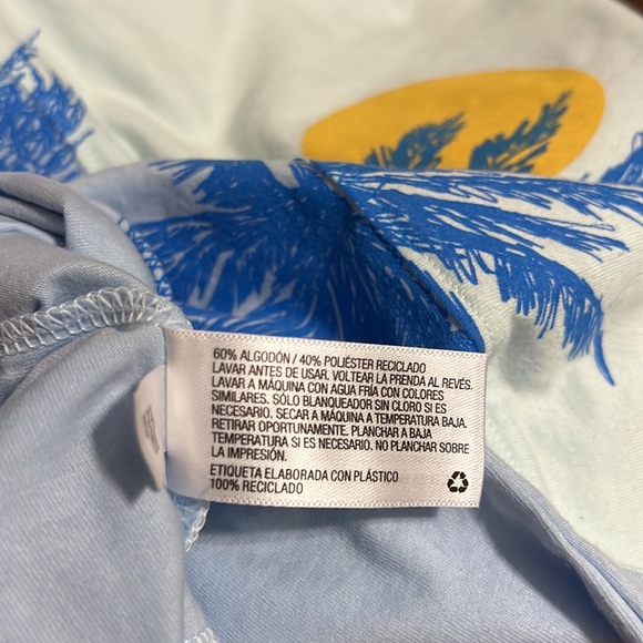 NWT short sleeve 2 tone blue/white t-shirt w/h palm trees sun Boys L - Picture 5 of 9